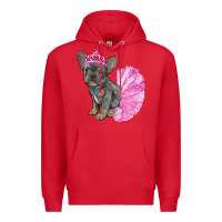 Red Balerina French Bulldog With Tutu Premium Hoodie - RanaPortraitStore