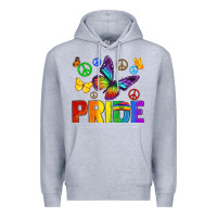 Heather Grey hippie pride Premium Hoodie - texasbilliewilder