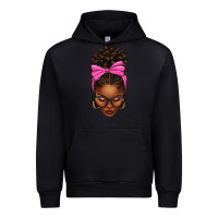 Black afro messy bun pink bow Urban Hoodie - texasbilliewilder