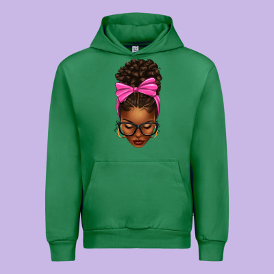 Urban Hoodie afro messy bun pink bow