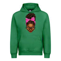 Emerald afro messy bun pink bow Urban Hoodie - texasbilliewilder