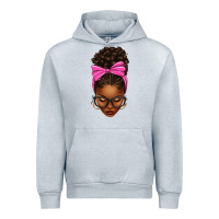 Heather Grey afro messy bun pink bow Urban Hoodie - texasbilliewilder