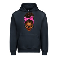 Navy afro messy bun pink bow Urban Hoodie - texasbilliewilder