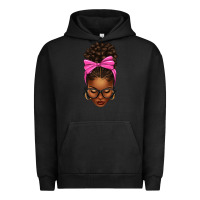 Pigment Black afro messy bun pink bow Urban Hoodie - texasbilliewilder