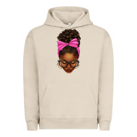 Pigment French Oak afro messy bun pink bow Urban Hoodie - texasbilliewilder