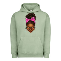 Pigment Oil Green afro messy bun pink bow Urban Hoodie - texasbilliewilder