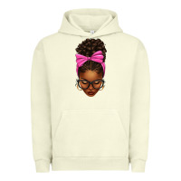 Pigment Pistachio afro messy bun pink bow Urban Hoodie - texasbilliewilder