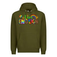 Army Green i am enough Premium Hoodie - texasbilliewilder
