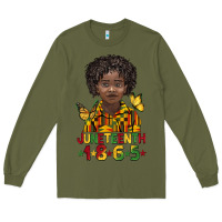 Army Green juneteenth 1865 black boy Long Sleeve Tee - BarkalooDesign