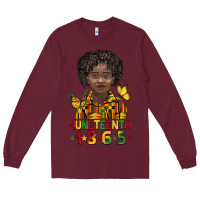 Burgundy juneteenth 1865 black boy Long Sleeve Tee - BarkalooDesign