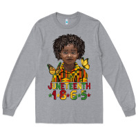Heather Grey juneteenth 1865 black boy Long Sleeve Tee - BarkalooDesign