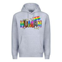 Heather Grey human with daisies Premium Hoodie - texasbilliewilder