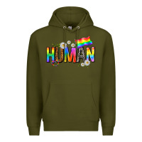 Army Green human with daisies Premium Hoodie - texasbilliewilder
