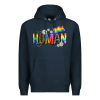 Navy human with daisies Premium Hoodie - texasbilliewilder