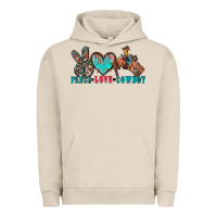 Pigment French Oak peace love cowboy Urban Hoodie - Zillion Design Studio