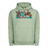 Pigment Oil Green peace love cowboy Urban Hoodie - Zillion Design Studio