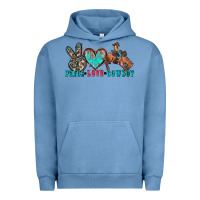 Pigment Pebble Blue peace love cowboy Urban Hoodie - Zillion Design Studio