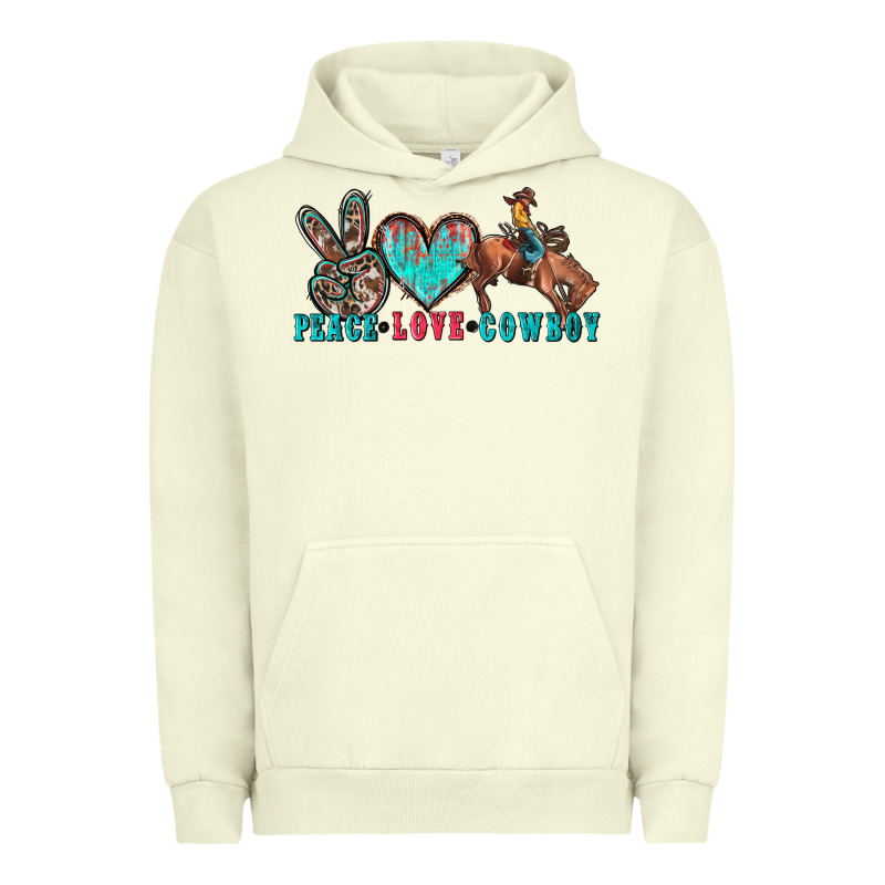 Peace Love Cowboy Urban Hoodie by Zillion Design Studio | Teevron