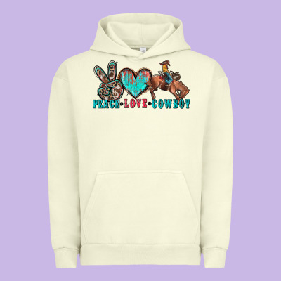 Peace Love Cowboy Urban Hoodie Designed By Zillion Design Studio