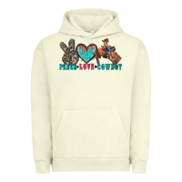 Pigment Pistachio peace love cowboy Urban Hoodie - Zillion Design Studio