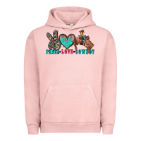 Pigment Salmon peace love cowboy Urban Hoodie - Zillion Design Studio