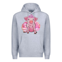 Heather Grey Balerina pig with tutu Premium Hoodie - RanaPortraitStore