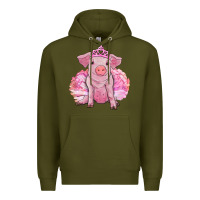 Army Green Balerina pig with tutu Premium Hoodie - RanaPortraitStore