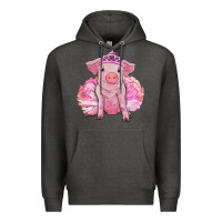 Charcoal Heather Balerina pig with tutu Premium Hoodie - RanaPortraitStore