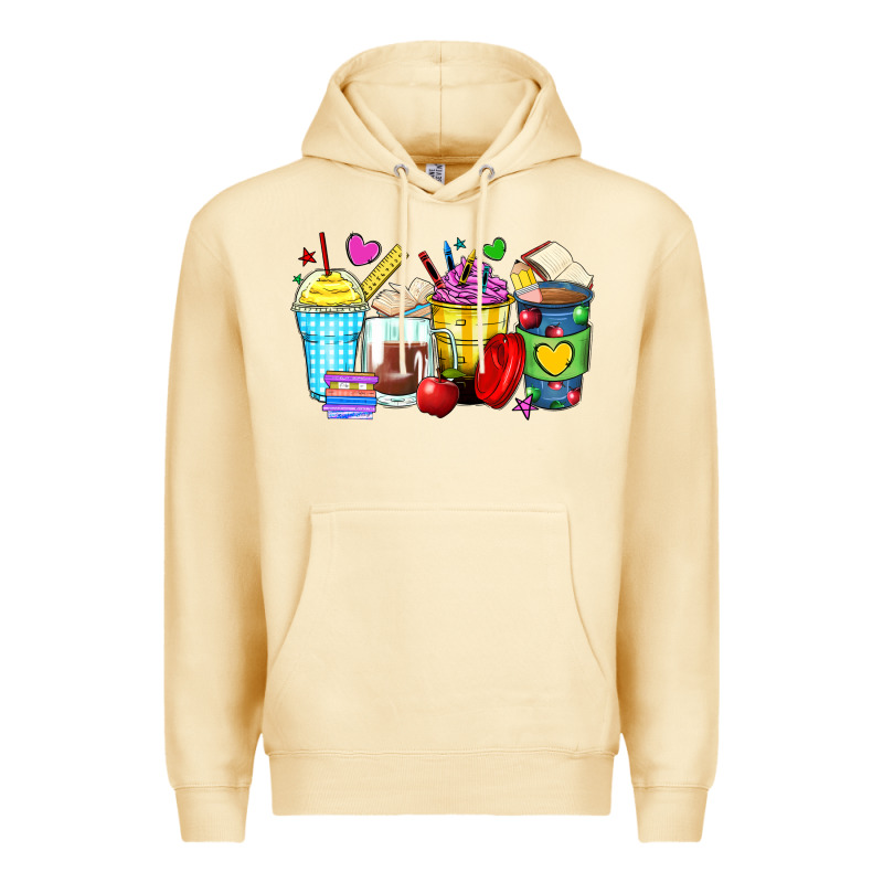 School Coffee Cups Premium Hoodie by Zillion Design Studio | Teevron