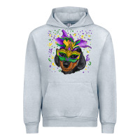 Heather Grey Mardi Gras Dachshund Puppy with Mask Urban Hoodie - RanaPortraitStore