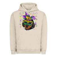 Pigment French Oak Mardi Gras Dachshund Puppy with Mask Urban Hoodie - RanaPortraitStore
