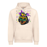 Sandshell Mardi Gras Dachshund Puppy with Mask Urban Hoodie - RanaPortraitStore