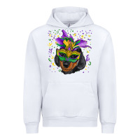 White Mardi Gras Dachshund Puppy with Mask Urban Hoodie - RanaPortraitStore