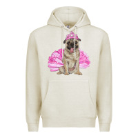 Oatmeal Heather Balerina pug with tutu Premium Hoodie - RanaPortraitStore