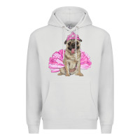 Dove Grey Balerina pug with tutu Premium Hoodie - RanaPortraitStore