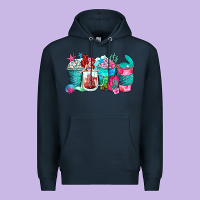 Mermaid Coffee Cups Premium Hoodie Designed By Zillion Design Studio