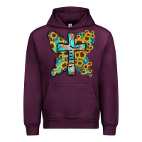 Mauve Wine faith sunflower cross Urban Hoodie - Zillion Design Studio