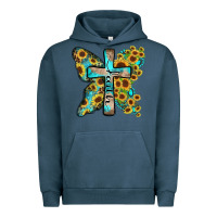 Pigment Midnight Navy faith sunflower cross Urban Hoodie - Zillion Design Studio