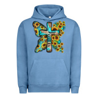 Pigment Pebble Blue faith sunflower cross Urban Hoodie - Zillion Design Studio