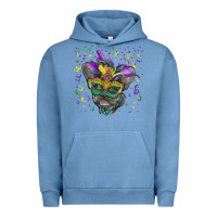 Pigment Pebble Blue Mardi gras mask french bulldog Urban Hoodie - RanaPortraitStore