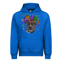 Cobalt Mardi Gras Pitbull with Hat Urban Hoodie - RanaPortraitStore