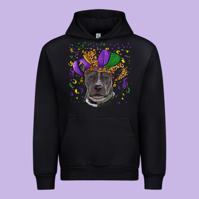 Urban Hoodie Mardi Gras Pitbull with Hat