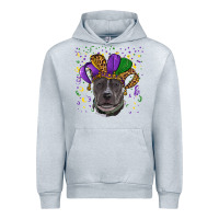 Heather Grey Mardi Gras Pitbull with Hat Urban Hoodie - RanaPortraitStore