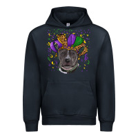 Navy Mardi Gras Pitbull with Hat Urban Hoodie - RanaPortraitStore