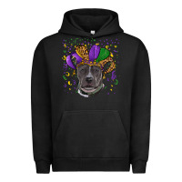 Pigment Black Mardi Gras Pitbull with Hat Urban Hoodie - RanaPortraitStore