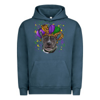 Pigment Midnight Navy Mardi Gras Pitbull with Hat Urban Hoodie - RanaPortraitStore