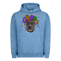 Pigment Pebble Blue Mardi Gras Pitbull with Hat Urban Hoodie - RanaPortraitStore