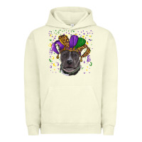 Pigment Pistachio Mardi Gras Pitbull with Hat Urban Hoodie - RanaPortraitStore