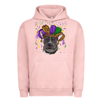 Pigment Salmon Mardi Gras Pitbull with Hat Urban Hoodie - RanaPortraitStore