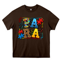 Chocolate Brown autism leopard frame para Heavy Core Tee - LillyAllenDesigns